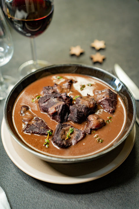 Joue de Boeuf confite, sauce au Crozes Hermitage